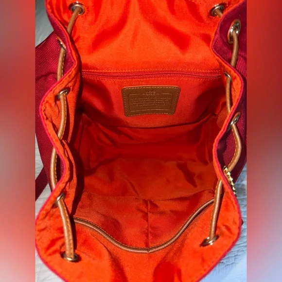 NWT - COACH Red and Brown Canvas Sawyer Backpack - Picture 7 of 8